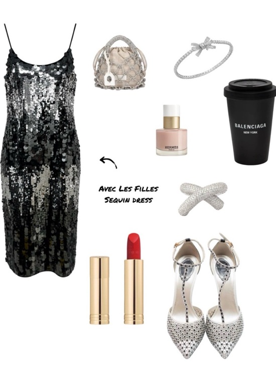 Avec Les Filles Dresses & Skirts - Avec Les Filles Black & Silver Sequin Slip Dress